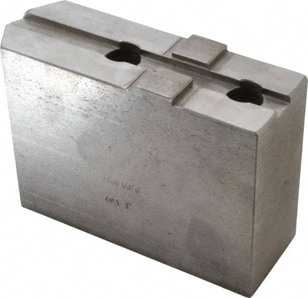 H & R Manufacturing - Tongue & Groove Attachment, Square Soft Lathe Chuck Jaw - Steel, 2-1/2" Btw Mount Hole Ctrs, 5-3/4" Long x 2" Wide x 3-7/8" High, 1/2" Groove - Eagle Tool & Supply