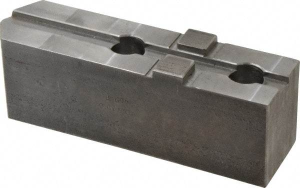 H & R Manufacturing - Tongue & Groove Attachment, Square Soft Lathe Chuck Jaw - Steel, 3" Btw Mount Hole Ctrs, 7-1/4" Long x 2" Wide x 2-5/16" High, 1/2" Groove - Eagle Tool & Supply