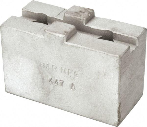 H & R Manufacturing - Tongue & Groove Attachment, Square Soft Lathe Chuck Jaw - Aluminum, 1-1/2" Btw Mount Hole Ctrs, 2-5/8" Long x 1-1/4" Wide x 1-5/8" High, 5/16" Groove - Eagle Tool & Supply