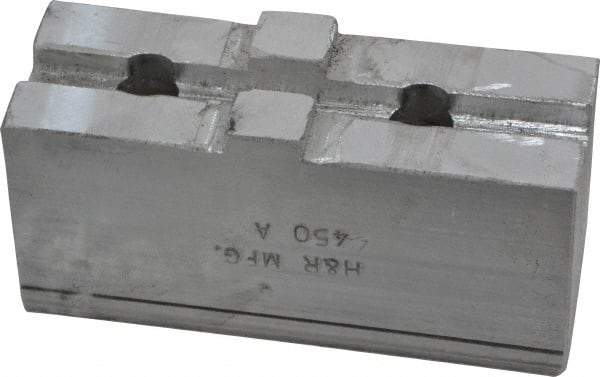 H & R Manufacturing - Tongue & Groove Attachment, Square Soft Lathe Chuck Jaw - Aluminum, 1-3/4" Btw Mount Hole Ctrs, 3-1/2" Long x 1-1/4" Wide x 1-5/8" High, 5/16" Groove - Eagle Tool & Supply