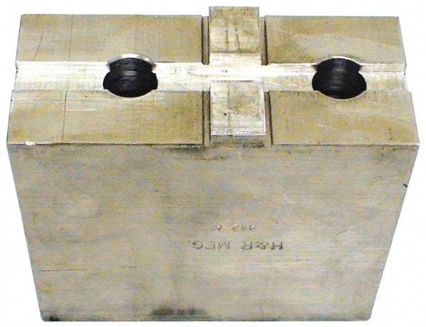 H & R Manufacturing - 24 to 36" Chuck Capacity, Tongue & Groove Attachment, Square Soft Lathe Chuck Jaw - Steel, 3" Btw Mount Hole Ctrs, 6-3/8" Long x 3" Wide x 4-13/16" High, 1/2" Groove - Eagle Tool & Supply