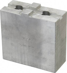 H & R Manufacturing - Tongue & Groove Attachment, Square Soft Lathe Chuck Jaw - Aluminum, 1-3/4" Btw Mount Hole Ctrs, 3-1/2" Long x 1-1/2" Wide x 3-3/8" High, 5/16" Groove - Eagle Tool & Supply