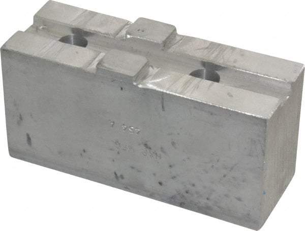 H & R Manufacturing - Tongue & Groove Attachment, Square Soft Lathe Chuck Jaw - Aluminum, 2-1/2" Btw Mount Hole Ctrs, 4-7/8" Long x 1-3/4" Wide x 2-3/8" High, 1/2" Groove - Eagle Tool & Supply