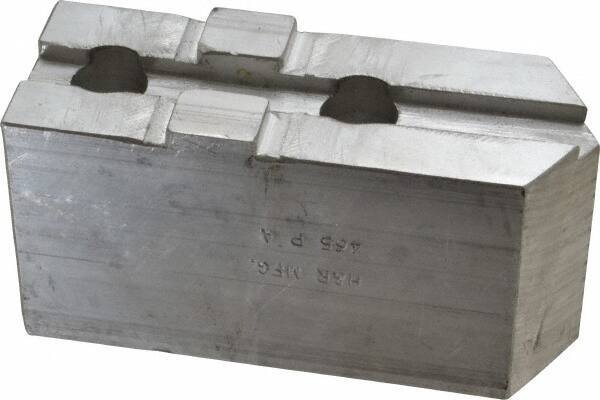 H & R Manufacturing - Tongue & Groove Attachment, Square Soft Lathe Chuck Jaw - Aluminum, 2.12" Btw Mount Hole Ctrs, 4-13/16" Long x 1-3/4" Wide x 2-3/8" High, 1/2" Groove - Eagle Tool & Supply