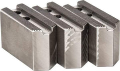 H & R Manufacturing - 1.5mm x 60° Serrated Attachment, Square Soft Lathe Chuck Jaw - 3 Jaws, Steel, 0.787" Btw Mount Hole Ctrs, 3-1/8" Long x 1-1/4" Wide x 2" High, 0.472" Groove, 10mm Fastener - Eagle Tool & Supply