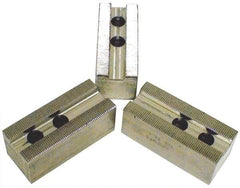 H & R Manufacturing - 1.5mm x 60° Serrated Attachment, Square Soft Lathe Chuck Jaw - 3 Jaws, Aluminum, 1.181" Btw Mount Hole Ctrs, 5-1/4" Long x 2" Wide x 2" High, 0.71" Groove, 14mm Fastener - Eagle Tool & Supply