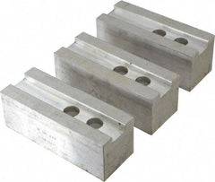 H & R Manufacturing - 1.5mm x 60° Serrated Attachment, Square Soft Lathe Chuck Jaw - 3 Jaws, Aluminum, 1.181" Btw Mount Hole Ctrs, 5-1/4" Long x 2" Wide x 2" High, 0.827" Groove, 16mm Fastener - Eagle Tool & Supply