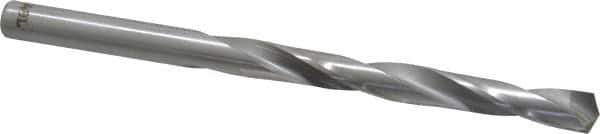 Made in USA - 19/64" 135° Carbide-Tipped Jobber Drill - Bright Finish, Right Hand Cut, Spiral Flute, Straight Shank, 4-3/8" OAL, Split Point - Eagle Tool & Supply