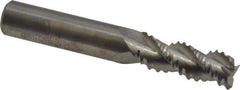 M.A. Ford - 3/8" Diam, Coarse Pitch, 7/8" LOC, 3 Flute Solid Carbide Roughing Square End Mill - Uncoated, 2-1/2" OAL, 3/8" Shank Diam, Single End, Centercutting, 45° Helix - Eagle Tool & Supply