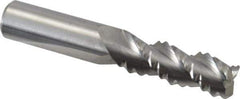 M.A. Ford - 1/2" Diam, Coarse Pitch, 1-1/4" LOC, 3 Flute Solid Carbide Roughing Square End Mill - Uncoated, 3" OAL, 1/2" Shank Diam, Single End, Centercutting, 45° Helix - Eagle Tool & Supply
