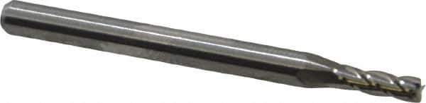 M.A. Ford - 0.09", 0.27" LOC, 1/8" Shank Diam, 1-1/2" OAL, 4 Flute, Solid Carbide Square End Mill - Single End, Uncoated, Spiral Flute, 30° Helix, Centercutting, Right Hand Cut, Right Hand Flute, Series 111 - Eagle Tool & Supply