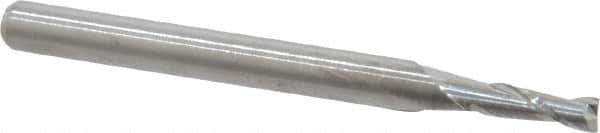 M.A. Ford - 0.085", 0.255" LOC, 1/8" Shank Diam, 1-1/2" OAL, 2 Flute, Solid Carbide Square End Mill - Single End, Uncoated, Spiral Flute, 30° Helix, Centercutting, Right Hand Cut, Right Hand Flute, Series 121 - Eagle Tool & Supply
