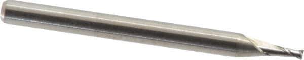 M.A. Ford - 0.055", 0.11" LOC, 1/8" Shank Diam, 1-1/2" OAL, 2 Flute, Solid Carbide Square End Mill - Single End, Uncoated, Spiral Flute, 30° Helix, Centercutting, Right Hand Cut, Right Hand Flute, Series 164 - Eagle Tool & Supply