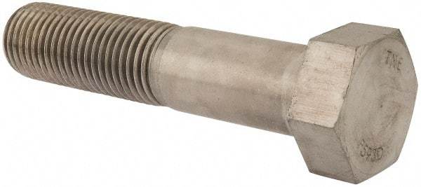 Value Collection - 1-1/2 - 6 UNC, 7" Length Under Head Hex Head Cap Screw - Partially Threaded, Grade 18-8 Stainless Steel, Uncoated, 2-1/4" Hex - Eagle Tool & Supply