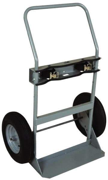 Made in USA - 760 Lb Capacity 47" OAH Cylinder Hand Truck - Swept Back Handle, Steel, Full Pneumatic Wheels - Eagle Tool & Supply