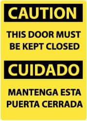 NMC - "Caution - This Door Must Be Kept Closed", 14" Long x 10" Wide, Rigid Plastic Safety Sign - Rectangle, 0.05" Thick, Use for Accident Prevention - Eagle Tool & Supply