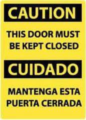 NMC - "Caution - This Door Must Be Kept Closed", 14" Long x 10" Wide, Rigid Plastic Safety Sign - Rectangle, 0.05" Thick, Use for Accident Prevention - Eagle Tool & Supply