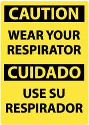 NMC - "Caution - Wear Your Respirator", 14" Long x 10" Wide, Rigid Plastic Safety Sign - Rectangle, 0.05" Thick, Use for Accident Prevention - Eagle Tool & Supply