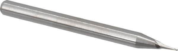 M.A. Ford - 1/64", 0.023" LOC, 1/8" Shank Diam, 1-1/2" OAL, 2 Flute, Solid Carbide Square End Mill - Single End, Uncoated, Spiral Flute, 30° Helix, Centercutting, Right Hand Cut, Right Hand Flute, Series 164 - Eagle Tool & Supply