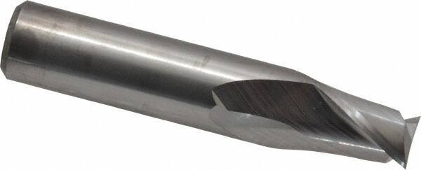 M.A. Ford - 1/2", 5/8" LOC, 1/2" Shank Diam, 2-1/2" OAL, 2 Flute, Solid Carbide Square End Mill - Single End, Uncoated, Spiral Flute, 30° Helix, Centercutting, Right Hand Cut, Right Hand Flute, Series 164 - Eagle Tool & Supply