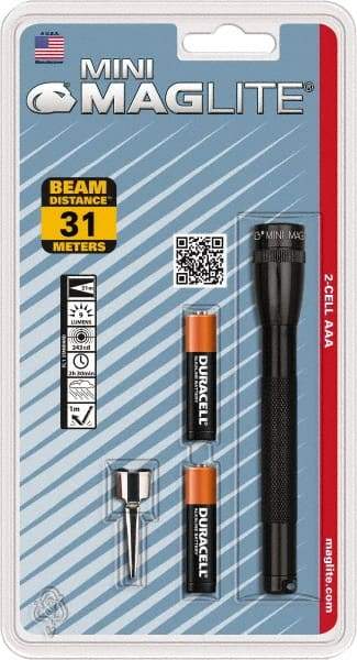 Mag-Lite - Krypton Bulb, 9 Lumens, Mini Flashlight - Black Aluminum Body, 2 AAA Alkaline Batteries Included - Eagle Tool & Supply