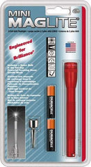 Mag-Lite - Krypton Bulb, 9 Lumens, Mini Flashlight - Red Aluminum Body, 2 AAA Alkaline Batteries Included - Eagle Tool & Supply