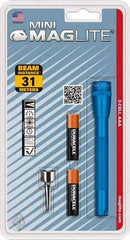 Mag-Lite - Krypton Bulb, 9 Lumens, Mini Flashlight - Blue Aluminum Body, 2 AAA Alkaline Batteries Included - Eagle Tool & Supply