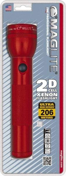 Mag-Lite - Krypton Bulb, 27 Lumens, Industrial/Tactical Flashlight - Red Aluminum Body, 2 D Batteries Not Included - Eagle Tool & Supply