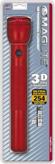 Mag-Lite - Krypton Bulb, 45 Lumens, Industrial/Tactical Flashlight - Red Aluminum Body, 3 D Batteries Not Included - Eagle Tool & Supply