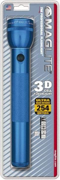 Mag-Lite - Krypton Bulb, 45 Lumens, Industrial/Tactical Flashlight - Blue Aluminum Body, 3 D Batteries Not Included - Eagle Tool & Supply