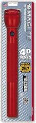 Mag-Lite - Krypton Bulb, 98 Lumens, Industrial/Tactical Flashlight - Red Aluminum Body, 4 D Batteries Not Included - Eagle Tool & Supply