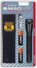Mag-Lite - Krypton Bulb, 14 Lumens, Industrial/Tactical Flashlight - Black Aluminum Body, 2 AA Alkaline Batteries Included - Eagle Tool & Supply
