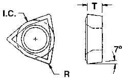 Everede Tool - WCGT008 Grade CS6 Carbide Boring Insert - Uncoated, 80° Trigon, 7° Relief Angle, 5/32" Inscr Circle, 1/16" Thick, 0.008" Corner Radius - Eagle Tool & Supply