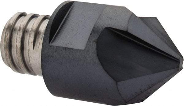 Iscar - MM ECF Grade IC908 Carbide Chamfer Milling Tip Insert - TiAlN Finish, 4 Flutes, 1/2" Cutting Diam, 0.197" Depth of Cut, 0.65" Extension - Eagle Tool & Supply