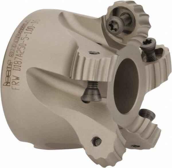 Iscar - 1.87" Cut Diam, 0.315" Max Depth, 1" Arbor Hole, 5 Inserts, RC.. 1607 Insert Style, Indexable Copy Face Mill - FRW Cutter Style, 1-3/4 High, Through Coolant, Series MillShred - Eagle Tool & Supply