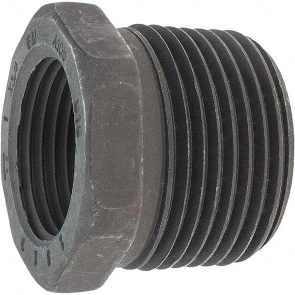 Made in USA - Size 1 x 3/4", Class 3,000, Forged Carbon Steel Black Pipe Hex Bushing - 3,000 psi, Threaded End Connection - Eagle Tool & Supply