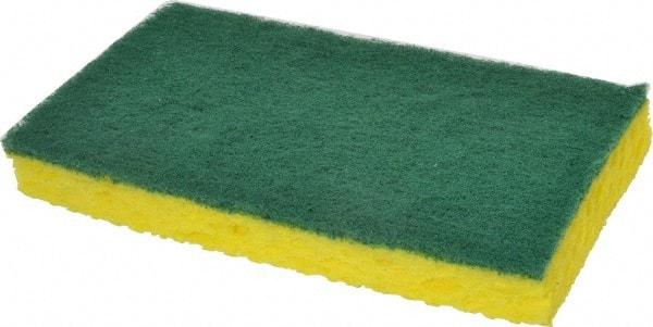 3M - 6.1" Long x 3.6" Wide x 0.7" Thick Scouring Sponge - Medium-Duty, Yellow/Green - Eagle Tool & Supply