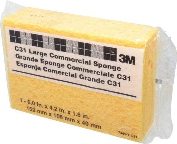 3M - 6" Long x 4-1/4" Wide x 1-5/8" Thick Cleansing Pad - Heavy-Duty, Yellow - Eagle Tool & Supply