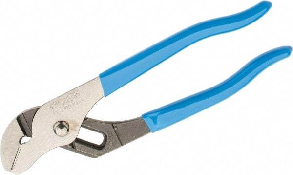 Channellock - 6-1/2" OAL, 7/8" Max Capacity, 5 Position Gooseneck Tongue & Groove Pliers - Straight Jaws, Plastic Dipped Handles - Eagle Tool & Supply