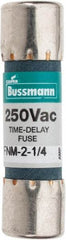 Cooper Bussmann - 250 VAC, 2.25 Amp, Time Delay General Purpose Fuse - Fuse Holder Mount, 1-1/2" OAL, 10 at 125 V kA Rating, 13/32" Diam - Eagle Tool & Supply