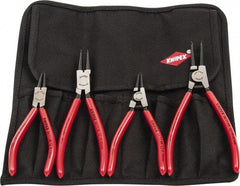 Knipex - 4 Piece, 5/16 to 2-1/2" Bore, 1/8 to 2-1/2" Shaft, Internal/External Retaining Ring Pliers Set - 0.035 to 0.07" Tip Diam Range - Eagle Tool & Supply