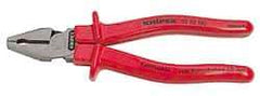 Knipex - 8" OAL, 1-1/2" Jaw Length x 1" Jaw Width, Side Cutting Pliers - Serrated Pipe Jaw, Flat Nose Head, Ergonomic Handles - Eagle Tool & Supply