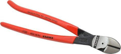 Knipex - 10" OAL, 9/64" Capacity, Diagonal Cutter - 1-1/8" Jaw Length x 1-1/8" Jaw Width, Oval Head, Plastic Coated Handle - Eagle Tool & Supply