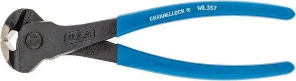 Channellock - 7-1/2" OAL, End Cutting Pliers - #00-1/4 Capacity, 0.35" Jaw Length x 1.18" Jaw Width, Plastic Dipped Handle - Eagle Tool & Supply