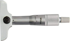 Mitutoyo - 0 to 1" Range, 1 Rod, Mechanical Depth Micrometer - Ratchet Stop Thimble, 2-1/2" Base Length, 0.01mm Graduation, 4mm Rod Diam - Eagle Tool & Supply