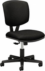 Hon - 18-3/4" High Pneumatic Height Adjustable Chair - 18" Wide x 18" Deep, 100% Polyester Seat, Black - Eagle Tool & Supply