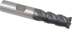 ProMax - 1/2" Diam, 1-1/4" LOC, 4 Flute Solid Carbide Roughing & Finishing Corner Radius End Mill - AlTiN Finish, 3" OAL, 1/2" Shank Diam, Weldon Shank, 40° Helix, Centercutting, Regular Length - Eagle Tool & Supply