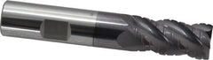 ProMax - 5/8" Diam, 1-1/4" LOC, 4 Flute Solid Carbide Roughing & Finishing Corner Radius End Mill - AlTiN Finish, 3-1/2" OAL, 5/8" Shank Diam, Weldon Shank, 40° Helix, Centercutting, Regular Length - Eagle Tool & Supply