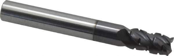 ProMax - 5/16" Diam, 1/2" LOC, 4 Flute Solid Carbide Roughing & Finishing Corner Radius End Mill - AlTiN Finish, 2-1/2" OAL, 5/16" Shank Diam, Straight Shank, 40° Helix, Centercutting, Stub Length - Eagle Tool & Supply