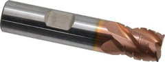 ProMax - 1/2" Diam, 5/8" LOC, 4 Flute Solid Carbide Roughing & Finishing Corner Radius End Mill - TiCN Finish, 2-1/2" OAL, 1/2" Shank Diam, Weldon Shank, 40° Helix, Centercutting, Stub Length - Eagle Tool & Supply